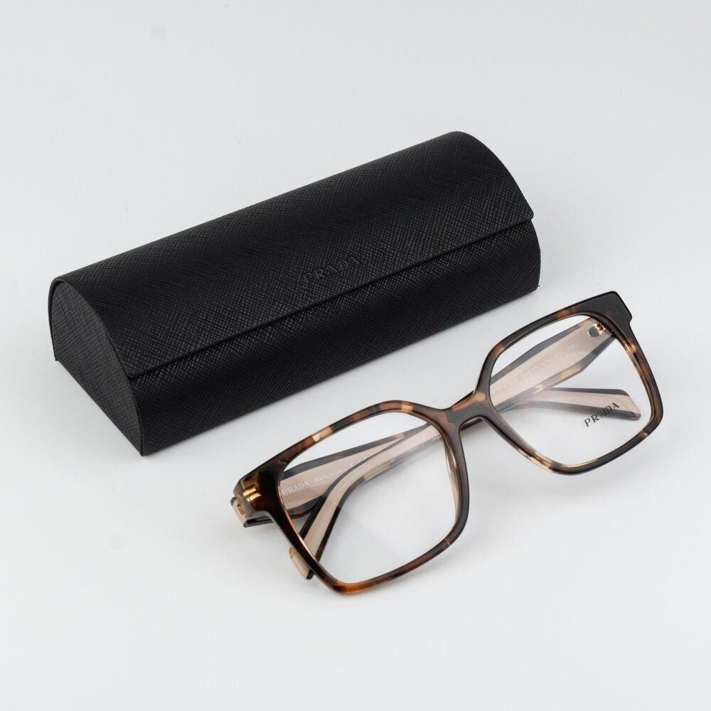 Prada Women Eyeglasses Havana Caramel Square PRB03V 07R1O1 NEW AUTHENTIC